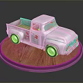 Vintage White Truck Model With Red Cross Symbol On Wooden Base