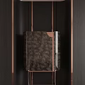 Modern Entryway Cabinet Sideboard With Brown Leaf Pattern And Copper Frame