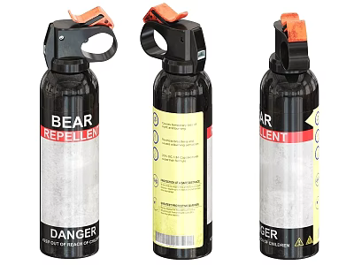 Industrial Equipment Bear Repellent Spray Canisters with Danger Warning Labels for Safety Protection 3d model