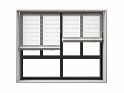White Roman Shades Installed on Home Window with Minimalist Design 3d model
