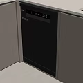 Modern Kitchen Interior With Black Dishwasher Wooden Cabinets And White Countertop
