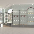Elegant Modern Boutique Interior With Glass Shelves Display Items And Warm Lighting Decor