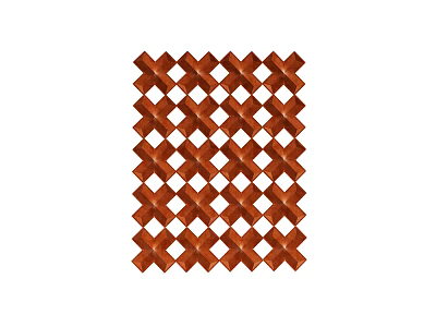 Brown Wooden Room Divider With Woven Lattice Design For Interior Decor 3d model