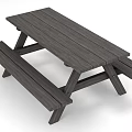 Dark Wooden Outdoor Picnic Table And Bench Set For Garden Use