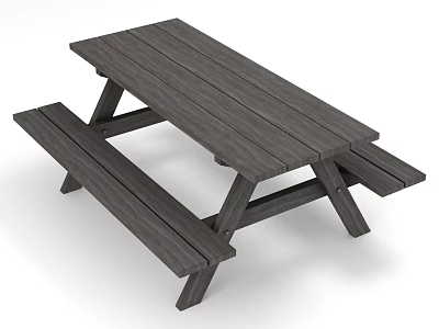 Dark Wooden Outdoor Picnic Table And Bench Set For Garden Use 3d model