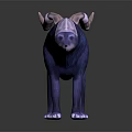 3D Model Of Mythical Blue Glowing Wolf Creature With Horns And White Headdress