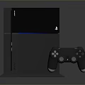 Modern Black PlayStation Console with Wireless Controller and Blue Light Indicator 3d model