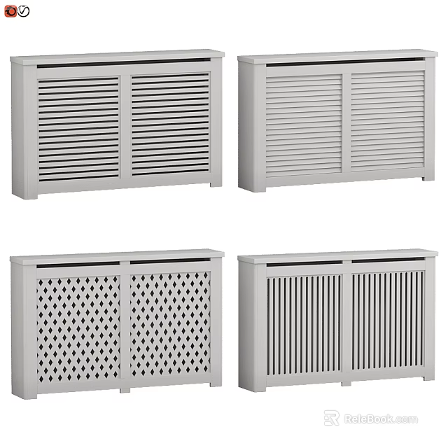Gray Metal Tool Storage Cabinets With Various Grille Designs For Hardware Organization 3d model