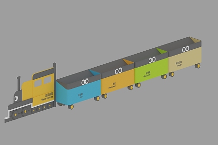 modern train garbage sorting train 3d model