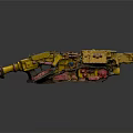 Rusty Yellow Heavy Duty Industrial Drill Machine With Red Drill Bit And Tracks