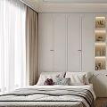 Modern Tatami Bedroom Interior With Tatami Bed White Wardrobes Desk And Lit Shelves