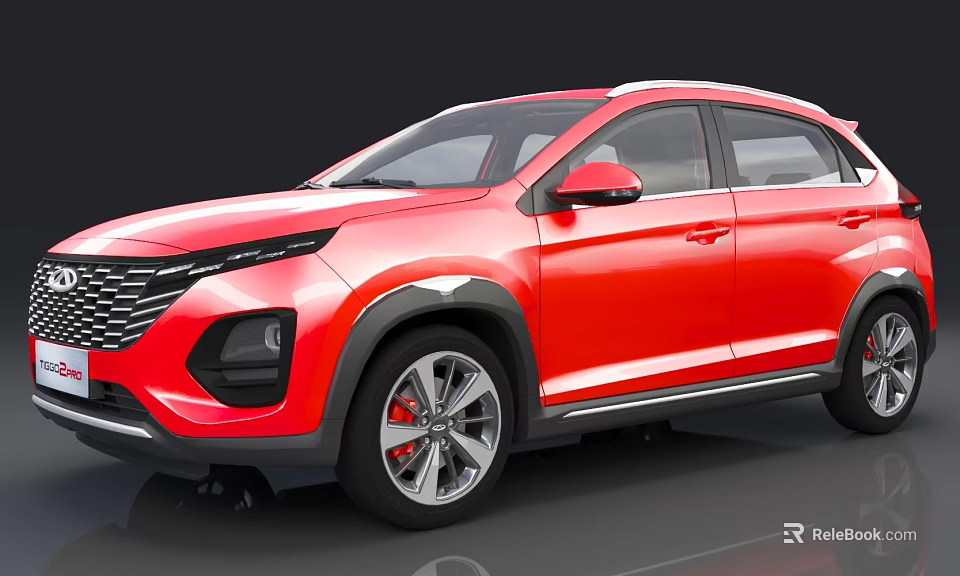 Red Modern SUV With Sleek Front Grille And Alloy Wheels Exterior 3d model 