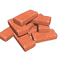 Multiple Stacked Red Bricks as Essential Construction Building Components