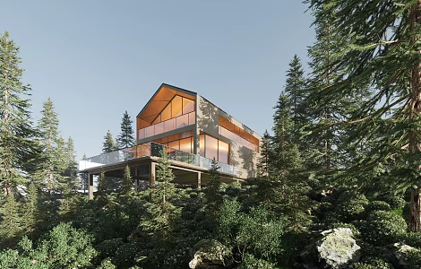Modern Wooden House Homestay Building Forest Wooden House Foreign Villa Country Building Residential Wooden House 3d model