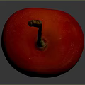 Fresh Red Cherry With Green Stem And Glossy Surface On Gray Background