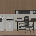 Modern Office Interior With Wooden Cabinets White Filing Cabinets Printers And Office Desk