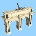 Classical Style Entrance Gate With Arched Design Statues On Top And Decorative Columns