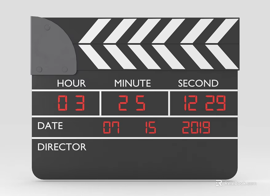 Industrial Film Clapperboard For Movie Production Showing Time Date And Director Information 3d model 