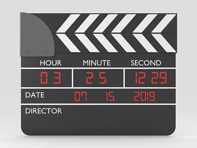 Industrial Film Clapperboard For Movie Production Showing Time Date And Director Information 3d model