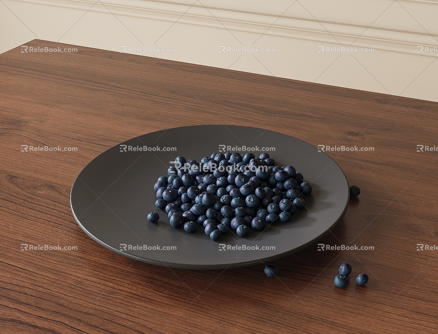 Blueberry Ornaments Fruit Plate 3d model