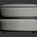 Modern Curved Cushions Stacked With Gray Fabric Red Stitching And Soft Texture For Home Decor