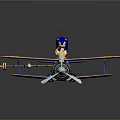 Cartoon Biplane With Sonic And Tails On Colorful Blue Yellow Red Wings Duck Design