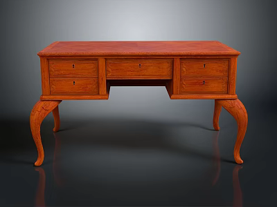 Elegant Wooden Dining Table With Carved Legs And Storage Drawers 3d model