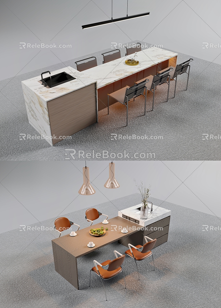 Restaurant Island Counter Combination Nakajima Counter 3d model