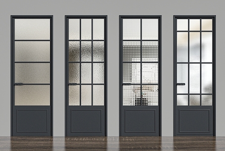 French Glass Door Kitchen Door 3d model