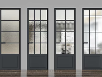 French Glass Door Kitchen Door 3d model