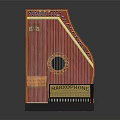 Traditional String Musical Instrument With Red Body Black Base And Digital