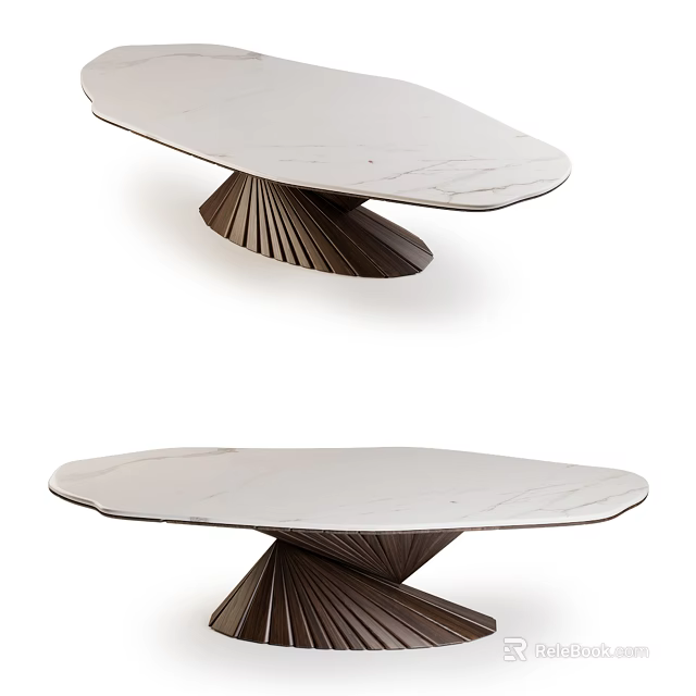 Modern Elegant Dining Table Design With Marble Top And Unique Radiating Leg Structure 3d model 