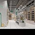 Modern Department Store Kids Section with Clothing Racks Teddy Bears and Display Tables Plants
