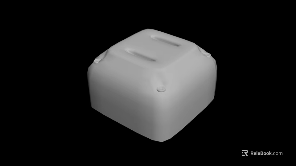 White Square Plastic Enclosure With Dual Slots And Mounting Points 3d model 