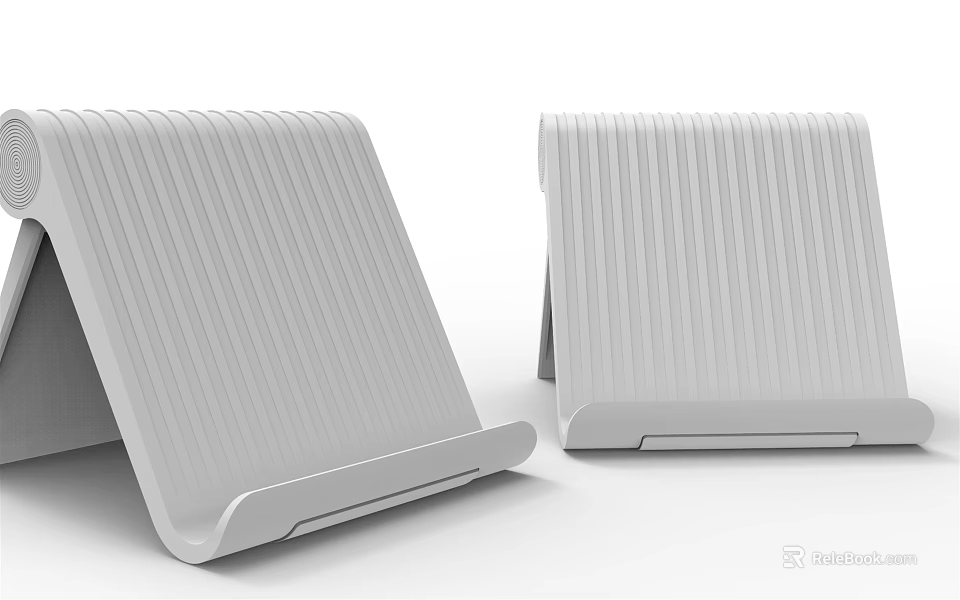 Portable Gray Foldable Phone Stand With Striped Design For Desktop Use 3d model 