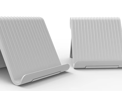 Portable Gray Foldable Phone Stand With Striped Design For Desktop Use 3d model