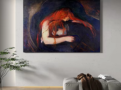 Abstract Painting Featuring Red Haired Figure With Dark Background And Vibrant Tones 3d model