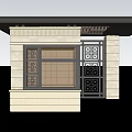 Small Building Model With Light Exterior Black Roof Solar Panels Windows And Decorative Door