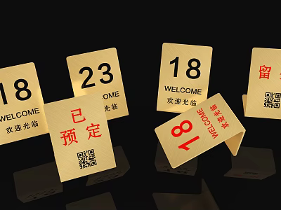 Commercial Table Reservation Signs with Table Numbers Welcome Messages QR Codes and Status Indicators 3d model