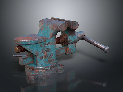 Rusty Teal Metal Vice Industrial Hardware Tool For Clamping Work Use 3d model