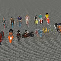 People With Various Colored Motorcycles And Bicycles On Cobblestone Outdoor Ground