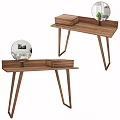 Wooden Dressing Table With Round Mirror Minimalist Design Slim Leg And Storage Box
