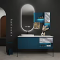 Modern Bathroom Vanity With Orange Cabinet Backlit Mirror And Marble Accents