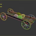Rustic Vintage Wooden Cart With Spoked Wheels Carrying Fresh Green Watermelons