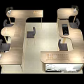 Modern Bar Counter Layout With Wooden Tabletop And Multiple Seating Chairs