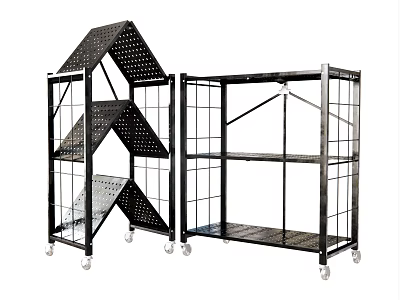 Metal Storage Shelving Units With Open Grid Design And Caster Wheels 3d model