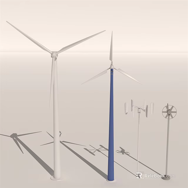 Wind Turbine Structural Components With Rotor Blades Tower And Renewable Energy Design 3d model 