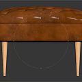 Orange Tufted Ottoman With Stylish Wooden Legs Modern Living Room Decor