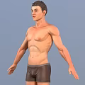 Shirtless Man Standing With Extended Arms Full Body Pose In Shorts