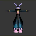 3D Character Model With Purple Ears Black Hat Yellow Glasses Blue Pants Pink Shoes